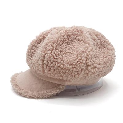 China Wholesale COMMON Corduroy 6 Panel Pink Logo Fashionable Blank Winter Teddy Velvet Beret Custom Embroidered Hat For Woman for sale