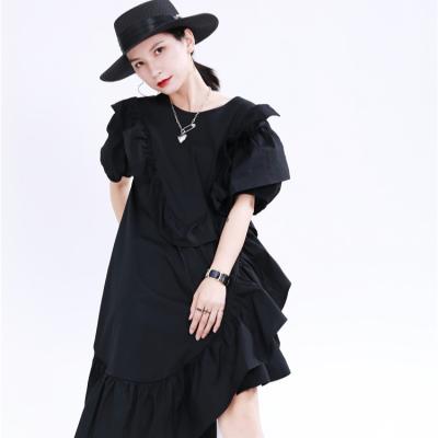 China 2021 summer designer dress new style breathable hot sale feminine chic ladies dress ruffle dress for sale