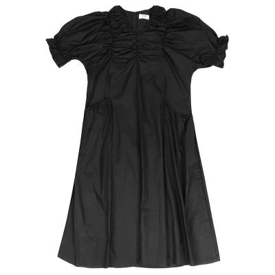 China 2021 Summer New Breathable Dress Designer Female Nice V-Neckline Pleated Sleeve Big Swing Flared Loose Dress 1442 for sale