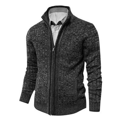 China Anti-wrinkle 0457A's Amazon European and American thin cardigan 2021 autumn and winter men's long sleeve solid color neck turtle coat sweater for sale