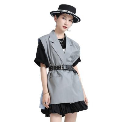 China Stree Suit Vest Casual Women Vest Color New Women Sleeve Coat Breathable Short Slim Cardigan Suit Vest 2128 for sale