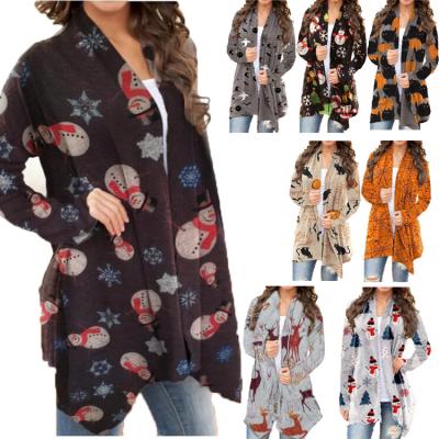 China European and American Women's Halloween Pumpkin Print Long-sleeved Shirt Breathable Casual Cardigan GH0078 for sale