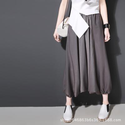 China Cupro pants 2021 summer new QUICK-DRY style women's nine-point loose casual bloomers wide-leg wide-leg skirt pants for sale