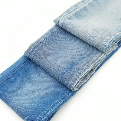 China Breathable factory price in stock yarn dyed cotton stretch denim fabric for women leggings for sale