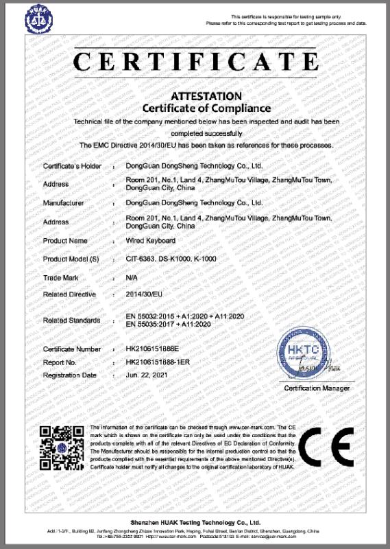 CE - Dongguan Dongsheng Technology Co., Ltd.