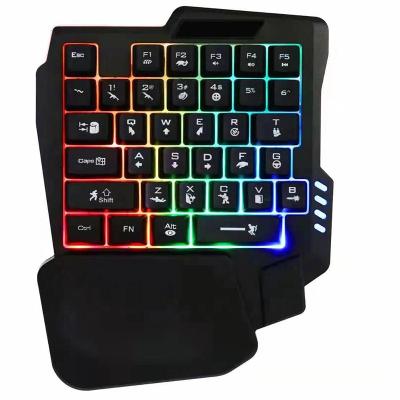 China 2021 New Trending Rainbow Color Mini Wired Backlit Plug and Play 35 Keys One Hand Gaming RGB Keyboard for sale