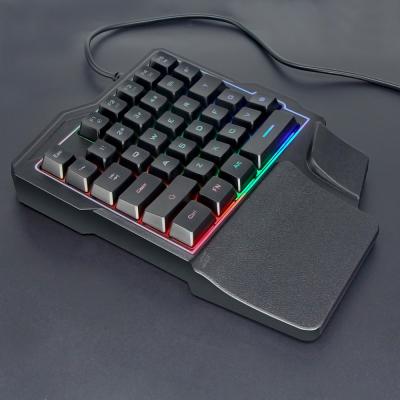 China Plug and play with Mini Mechanical Wired LED Wrist Rest Mobile Phone One Hand Gaming Keyboard and Mouse Combo for sale