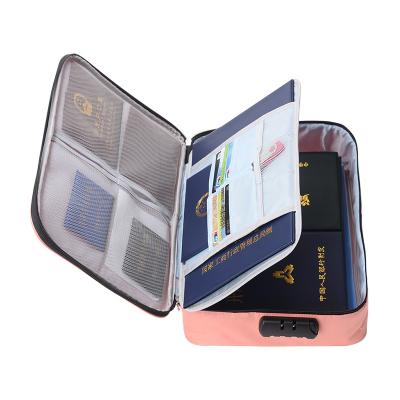 China Custom Two-Layer Polyester Document Bag Waterproof Travel Bag Passport Document Storage Bag Large Capacity Document Bag with Lock Double-Layer Document Bag for sale