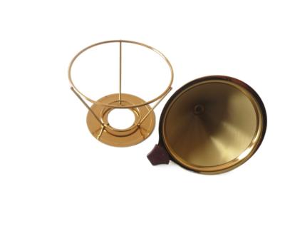 China Contemporary Reusable Pour Over Coffee Spout Mesh Strainer Cone Coffee Filter Gold Stainless Steel Metal Vintage Space Top Customize Box for sale