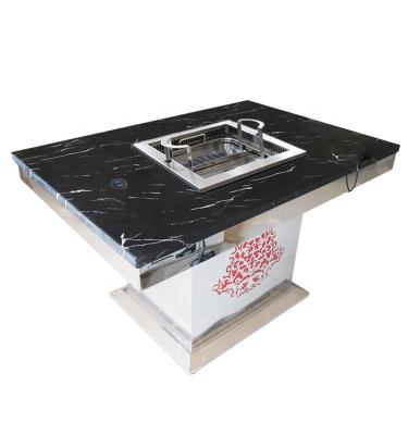 China Customizable Yawei Lifting Table Hot Pot Marble Hot Pot Table Customized for sale