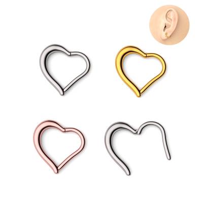 China Hera 316L Stainless Steel Body Jewelry Simple Earring Studs Nose Ring Heart Styles Cheap Price Sliver Jewelry for sale