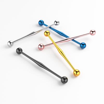 China Hera Jewelry Simple Best Selling Industrial Barbell Long Screwed Gold Plated Eyebrow Jewelry Body Piercing 316L Stainless Steel for sale