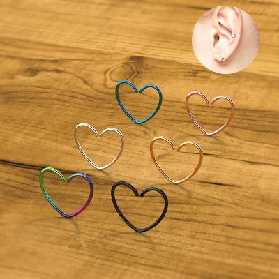 China Hera Industrial Peach Heart Stud Earrings 316L Simple Surgical Steel Nose Stud Earrings Industrial Piercing Jewelry for sale