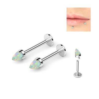 China Cute High Quality 316L Stainless Steel Spike Opal Hera Labret Earring UV Titanium Piercing Nose Ring And Lip Body Piercing Jewelry for sale