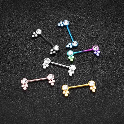 China Cute Hera Jewelry Wholesale Body Jewelry Nipple Studs Piercing Nipple Rings Barbell With CZ Stainless Steel for sale