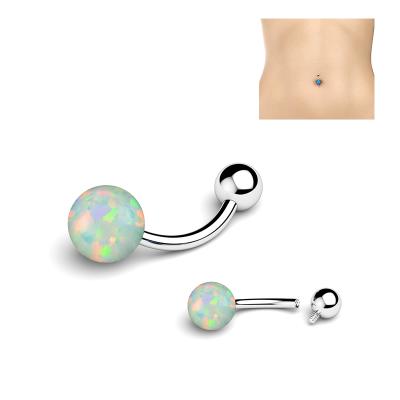 China Dongguan Titanium Jewelry Casual/Sporting Silver Piercing ASTM F136 Internally Threaded Opal Curved Barbell Body Jewelry for sale