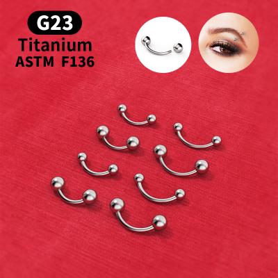 China High Quality General Type Cute Hera F136 16G Titanium Curved Barbell Ring Eyebrow Ring Helix Perforation Multi Use for sale