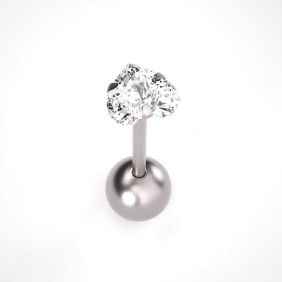 China F136 Tongue Barbell Elegant Titanium Heart Zircon With Screw Ball Tongue Piercing Jewelry for sale