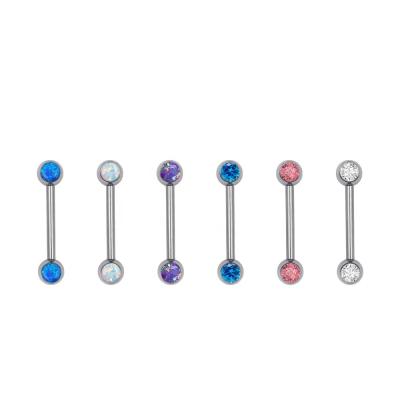 China ASTM F136 FASHIONABLE Titanium G23 Push In Nipple Piercing Ring Body Piercing Jewelry Double Nipple Gems Barbell for sale