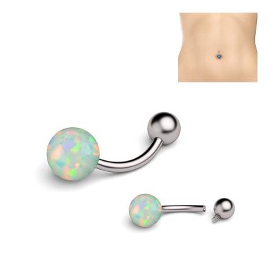 China Latest ASTM F136 G23 Titanium Opal Ball Belly Button Navel Simple Fashion Piercing Popular Body Piercing Jewelry for sale