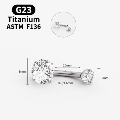 China Hera CLASSIC Body Jewelry G23 Titanium Round Shape Silver Zircon Navel Piercing Piercing for sale