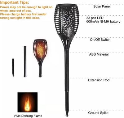 China Solar Garden Torch Lights, Solar Flame Torches Flickering Dance Flames Waterproof Landscape Decoration Lighting Dusk to Dawn Outdoor S for sale