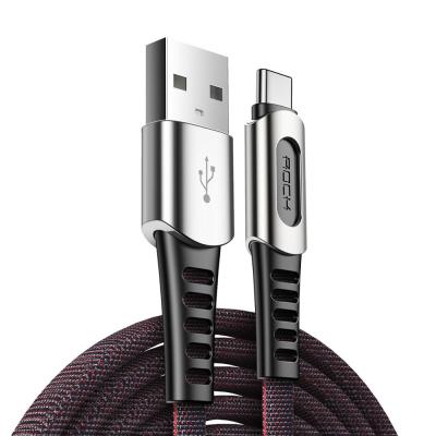 China 2.0A 2019 ROCK M8 Braid Date Fast Charging USB Zinc Alloy Nylon Cable For Type-C 1M Fast USB Charging Charger for sale