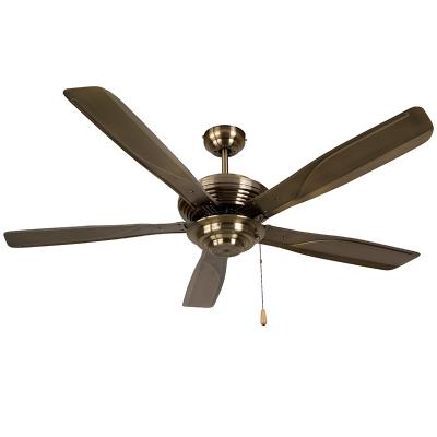 China 52 Inch Low Noise Mediterranean Style Air Cooling Antique Brass Ceiling Fan, 5 ABS Blades, No Light, Include Pull Chain Control for sale