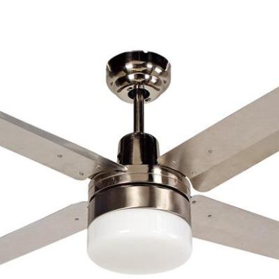 China Lower Noise Modern Home/Factory White Industrial Ceiling Fan Light 56 ​​Inch Air Cooling Fan, 4 Stainless Steel Blades, Include Wall Control for sale