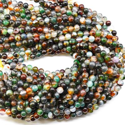 China Loose Beads Beads 8mm Smooth Round Natural Agate Gemstone Loose Bead For Jewelry Making DIY for sale