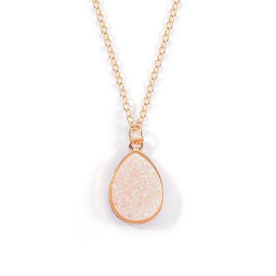 China Hot Sale CLASSIC Gold Drusillary Jewelry Wish Rose Stone Gold Druzy Necklace for sale