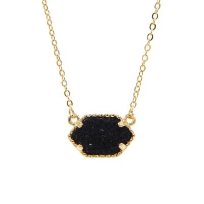 China Other Popular Simple Clavicle Chain Crystal Diamond Pendant Christmas Gift Druzy Necklace for sale