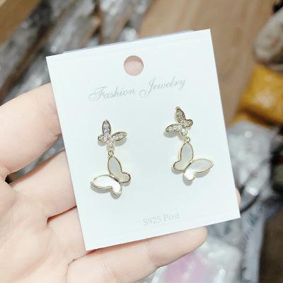 China 2021 cute new popular gold plated dangle earrings with cute little butterfly earrings for women fashion jewelry for sale