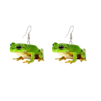 China 2021 New Arrival Cute Women Earrings Cute Chicken Frog Goose Drop Animal Printed Acrylic Earrings for sale