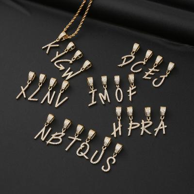 China 2020 TRENDY Hot Sale DIY Necklace Letters Charms Micro Paved Shiny Zircon Gold Plated Brass 26 Initials Pendants For Jewelry Findings for sale