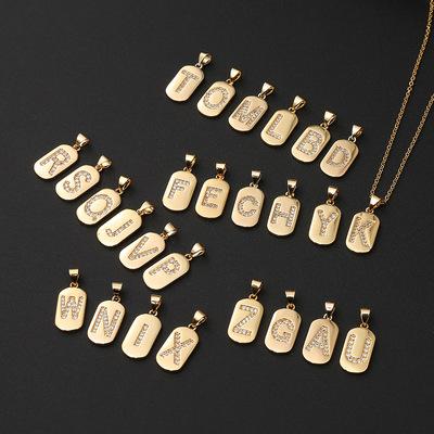 China 2021 New FASHION Gold Plated DIY Charm Micropaved Crystal Copper Shining 26 Initials Oval Pendants Necklace For Jewelry Making Findings for sale