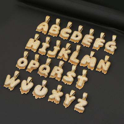 China Amazon FASHION Hot Sale 2021 Gold Plated Hip Hop Initial Letters 26 Chunky Brass Pendants For Jewelry Making Findings for sale