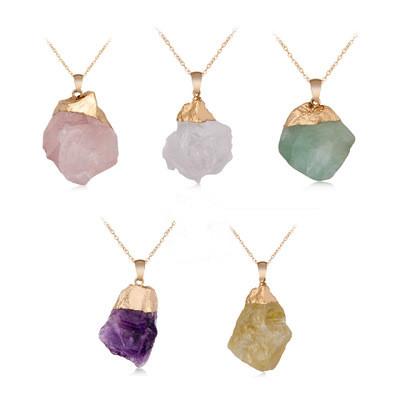 China Hot Selling Vintage Irregular Natural Different Amethyst Stone Quartz Citrine Pendants For Women Necklace for sale