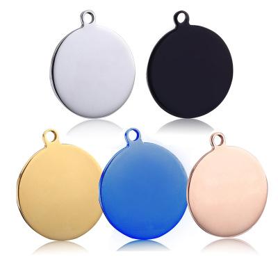 China Amazon Hot Sale Wholesale 30 35mm Necklace DIY Making Charms Round Logo Stainless Steel Necklace Pendants Custom Made For Jewelry Findings for sale