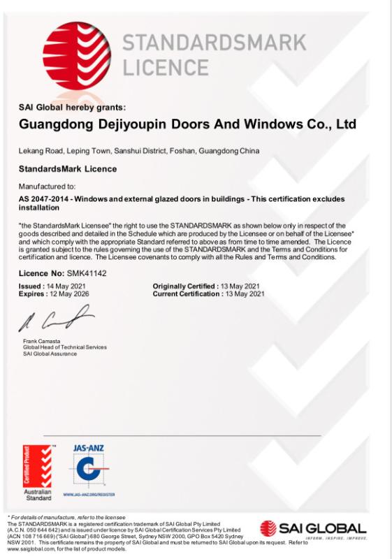 AS2047 - Guangdong Dejiyoupin Doors And Windows Co., Ltd.