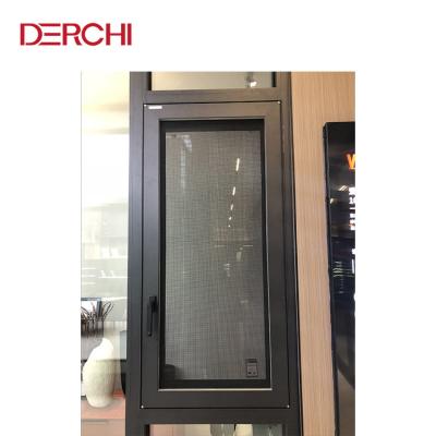 China Magnetic american style high security impact aluminum windows lowes tempered screen double glazing for sale