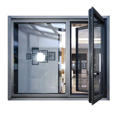 China Soundproof Swing Double Glazed Insulated Aluminum Glass Casement Windows Design for sale