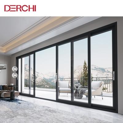 China Thermal Insulation Hurricane Proof Impact 4 Tracks Big Glass Aluminum Sliding Door for sale