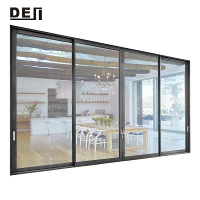 China Modern Tempered Glass Thermal Soundproof Aluminum Patio Cut Impact Hurricane Sliding Door for sale