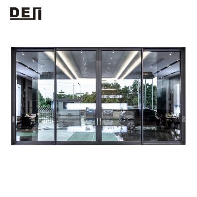 China Modern Soundproof Slim Resistant Thermal Break Aluminum Glass Frame Sliding Door for sale