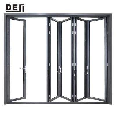 China Modern soundproof aluminum folding door for balcony with double temperped glass for sale