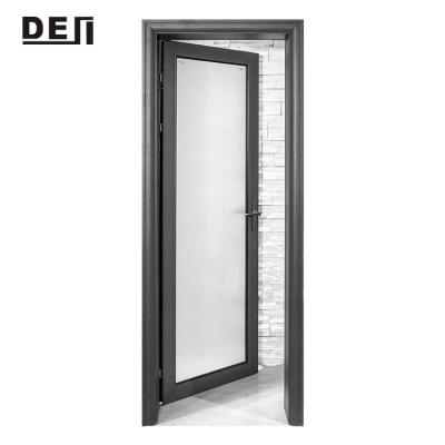 China Interior Wood Clad Waterproof Aluminum Heat Insulation Toilet Bathroom Frosted Glass Swing Door Design Price India for sale