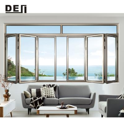 China Sliding Double Temper Glass Aluminum Bifold Folding Windows for sale