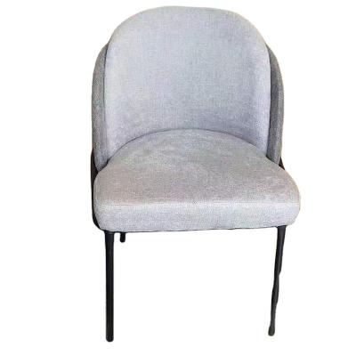 China Modern Nordic Light Luxury Gray Color Canvas Metal Dining Chair Restaurant Cafe Chair for sale