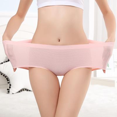 China Antibacterial High Waist In Plus Size Ice Silk Briefs With Trace Air Holes Ladies Panties for sale